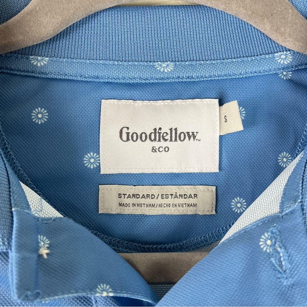 Goodfellow & Co Blue Polo Shirt Small Short Sleeve Patterned Golf Casual - Picture 13 of 13